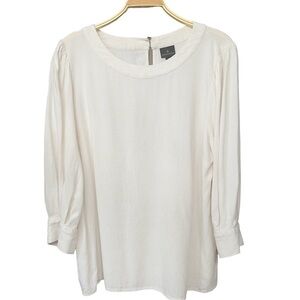 Worthington Women’s Sz XL Linen Blend Heather Off White Ivory Minimalist Blouse